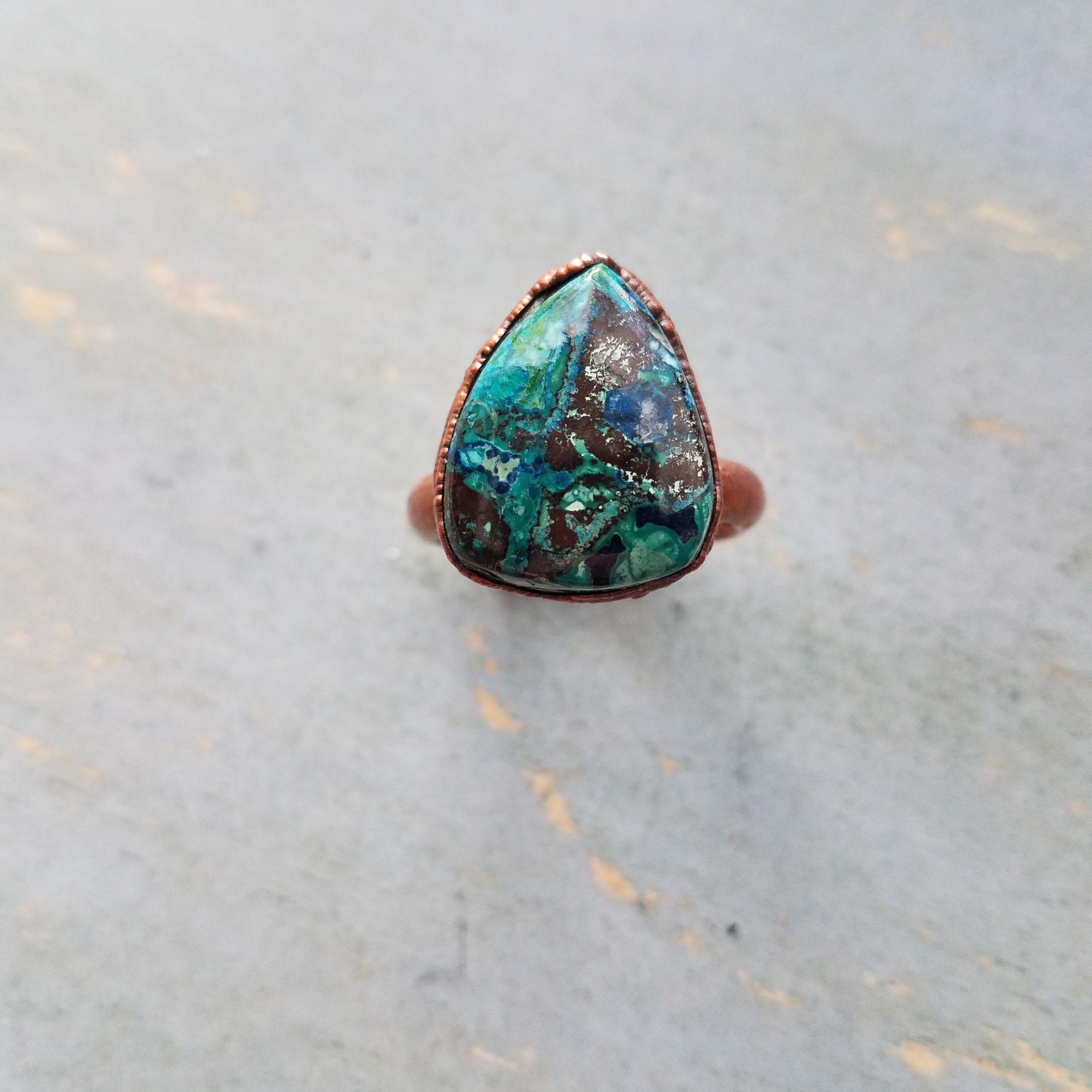 Chrysocolla Boho Ring // Chrysocolla Electroformed Copper Ring