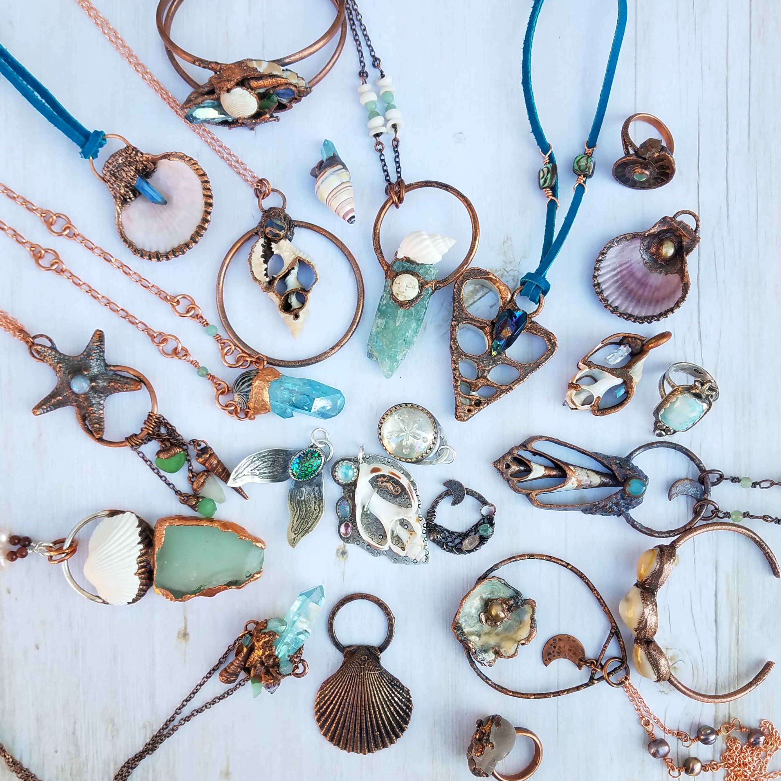 A flat collection of Ocean inspired adornments