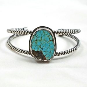Peacock Turquoise and Sterling Silver Cuff Bracelet