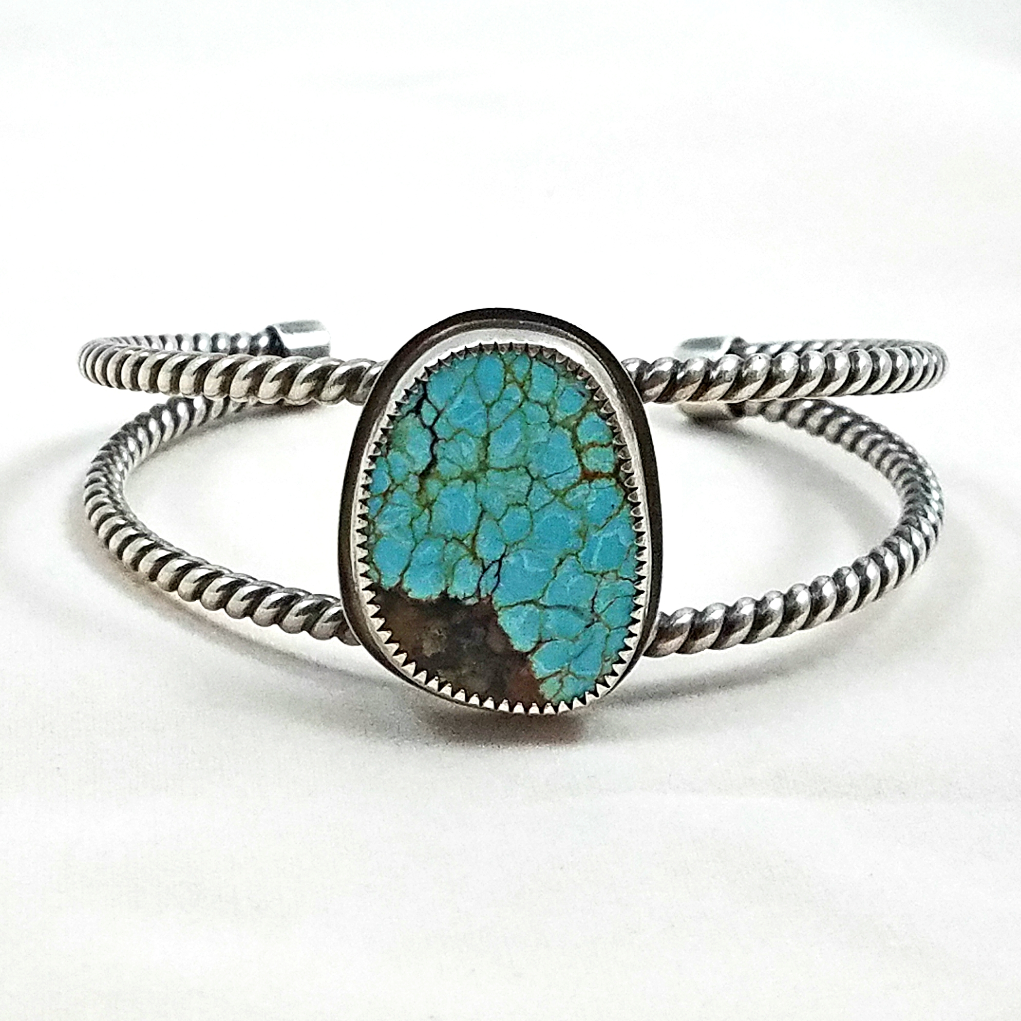Peacock Turquoise and Sterling Silver Cuff Bracelet