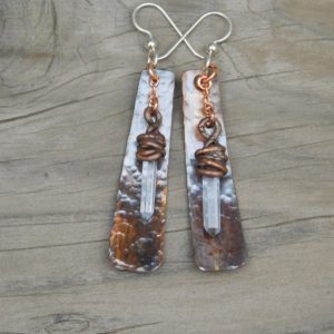 Quartz & Copper Drop Earrings
