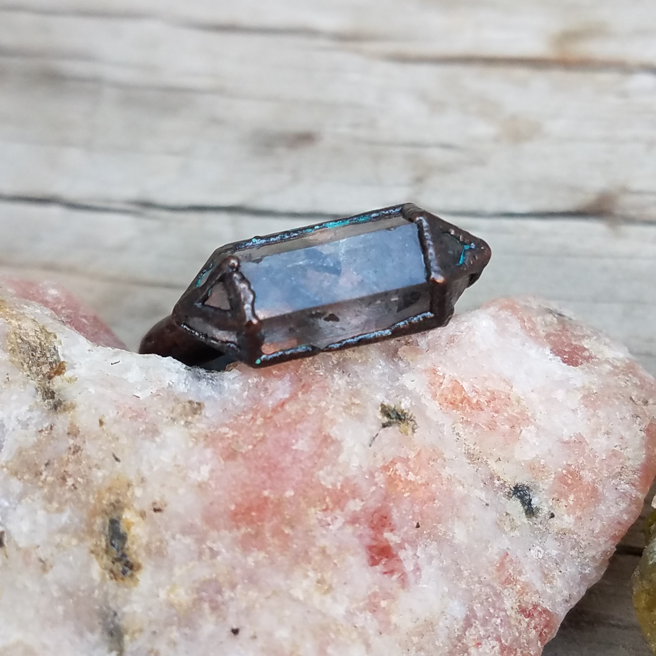 Tibetan Quartz Electroformed Ring by the Amethyst Moon