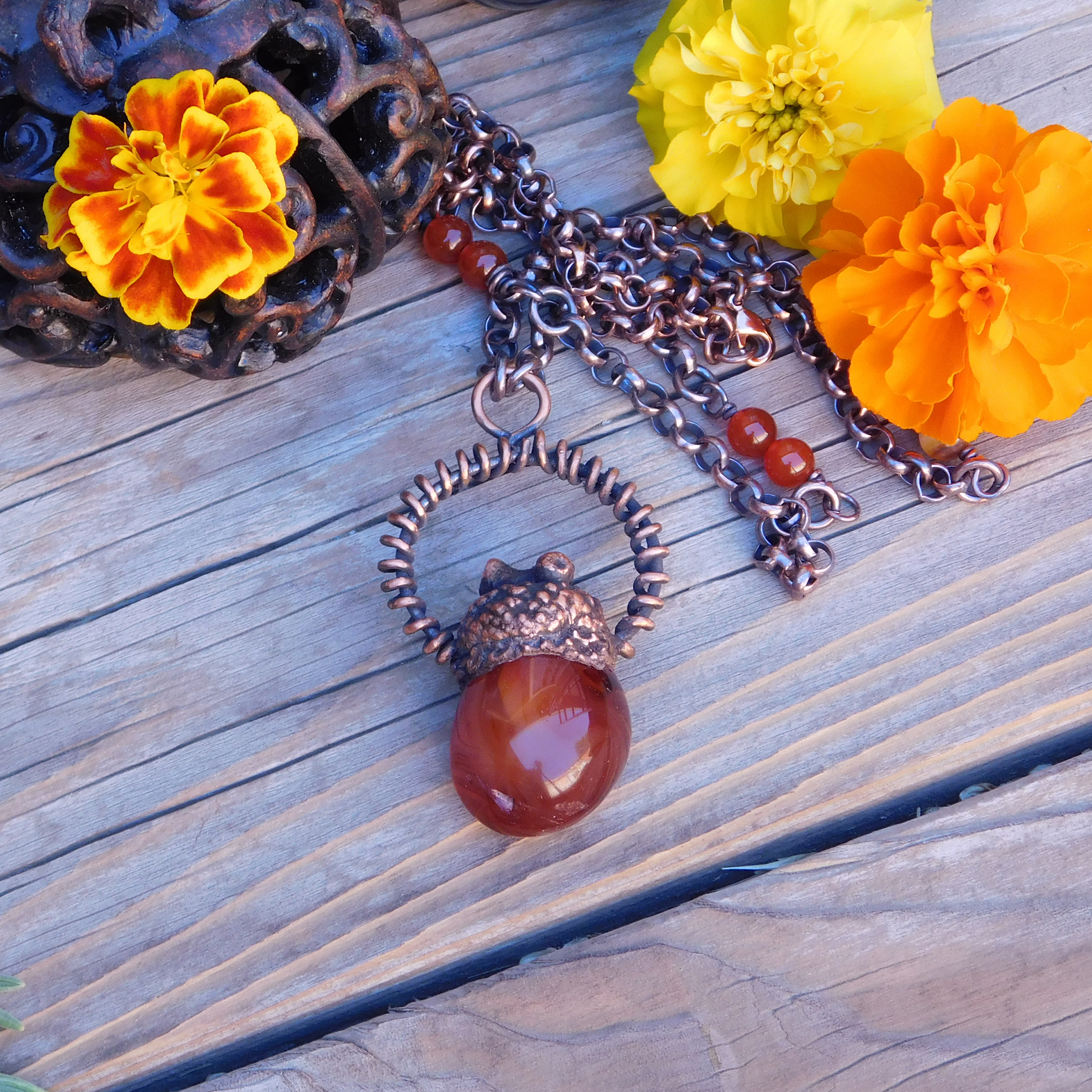 Carnelian Sun Necklace Wire Wrapped Sun Pendant Small 