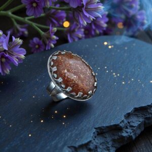 Falling Leaves Sunstone Ring // Sunstone and Sterling Silver Ring