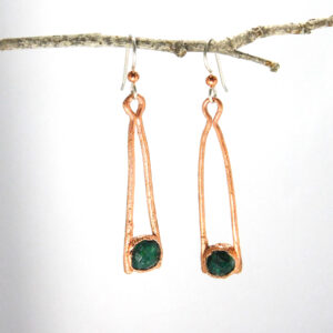 Emerald and Copper Drop Earrings