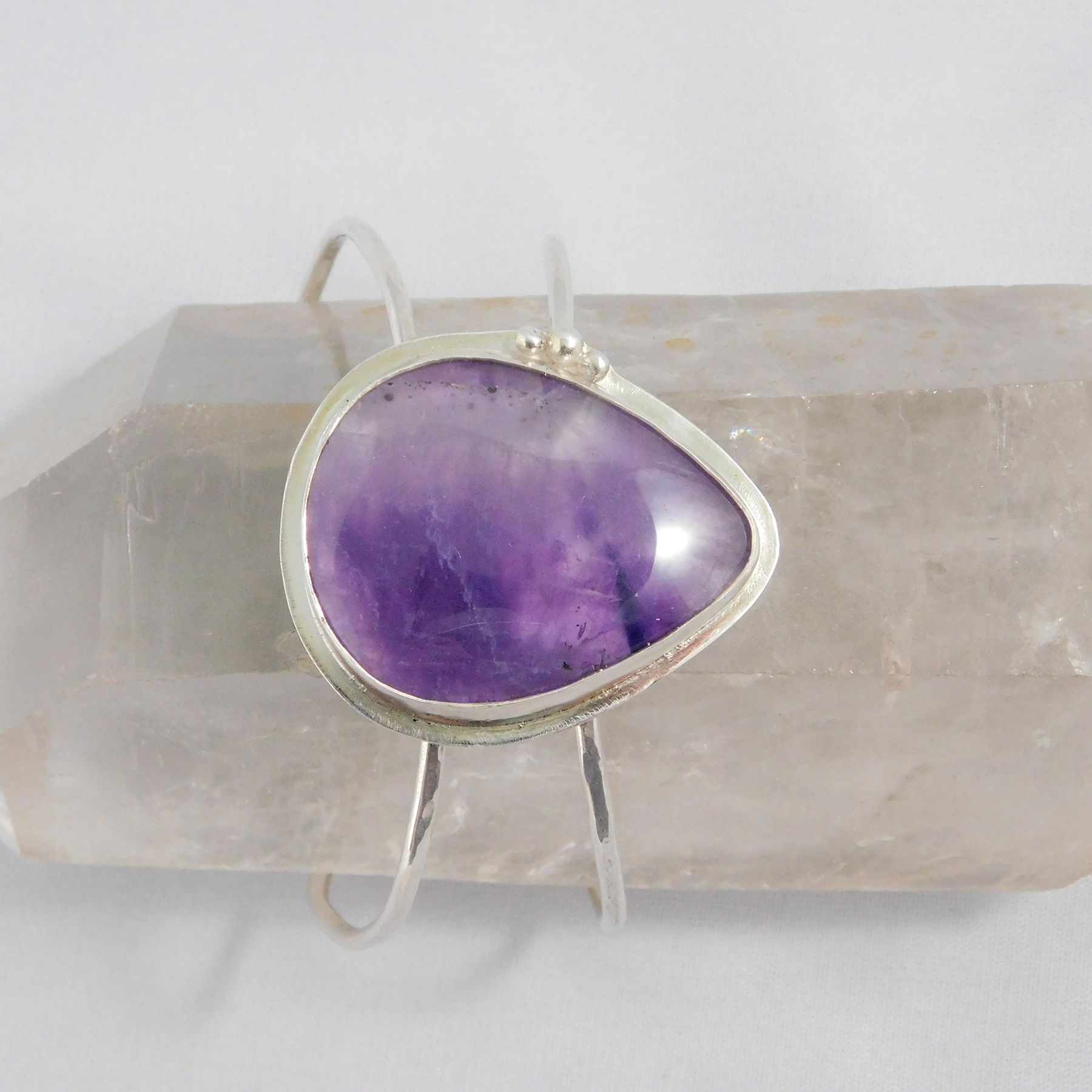 Amethyst Teardrop Cuff Bracelet set in Sterling Silver