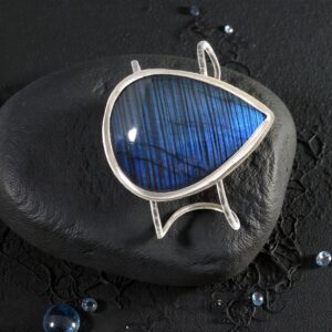 Electric Blue Labradorite and Sterling Silver Cuff Bracelet