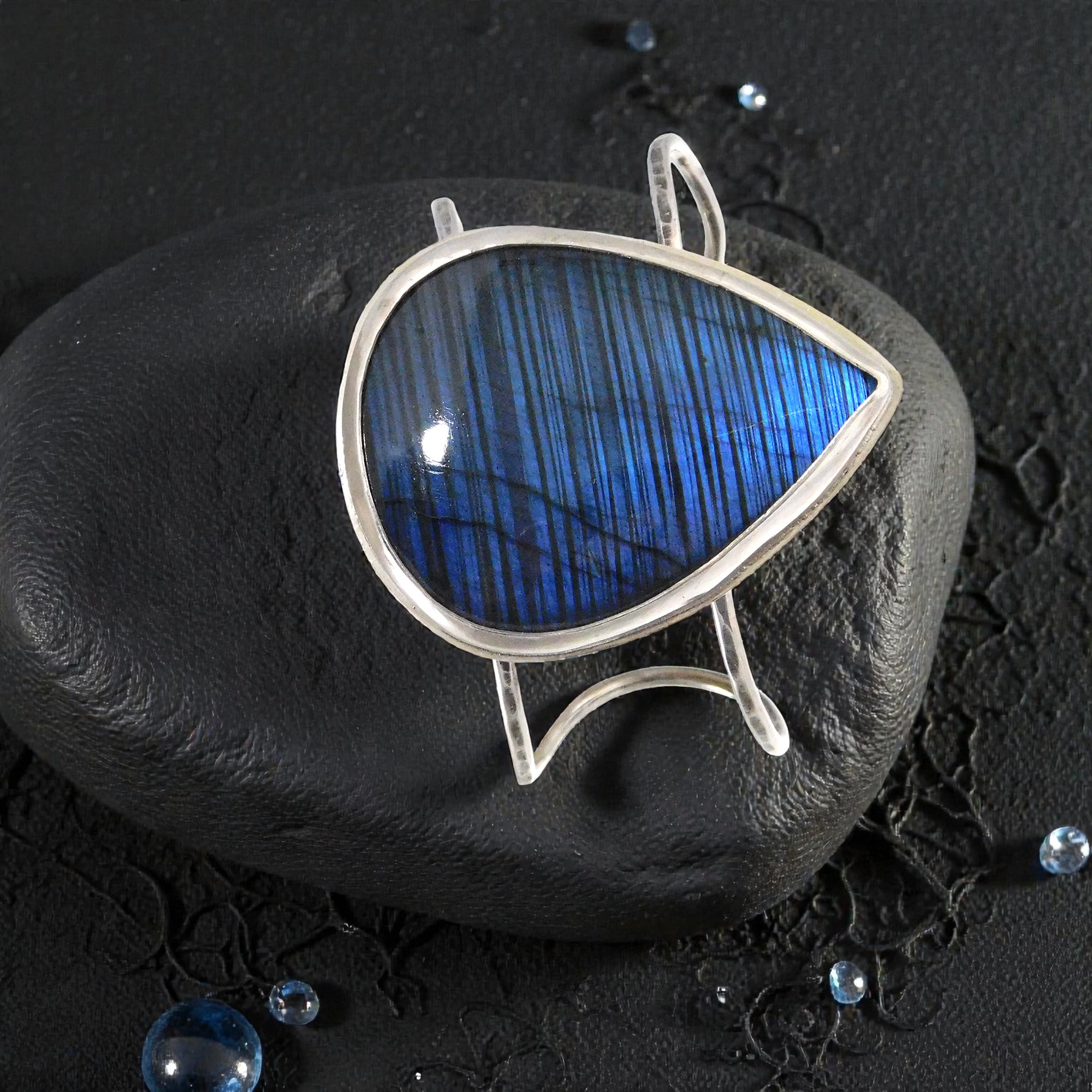 Electric Blue Labradorite and Sterling Silver Cuff Bracelet