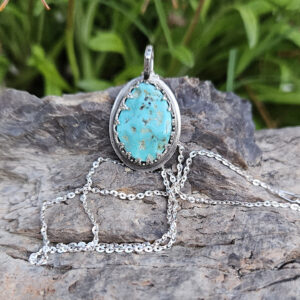 Sterling Silver & Kingman Turquoise Nugget Necklace