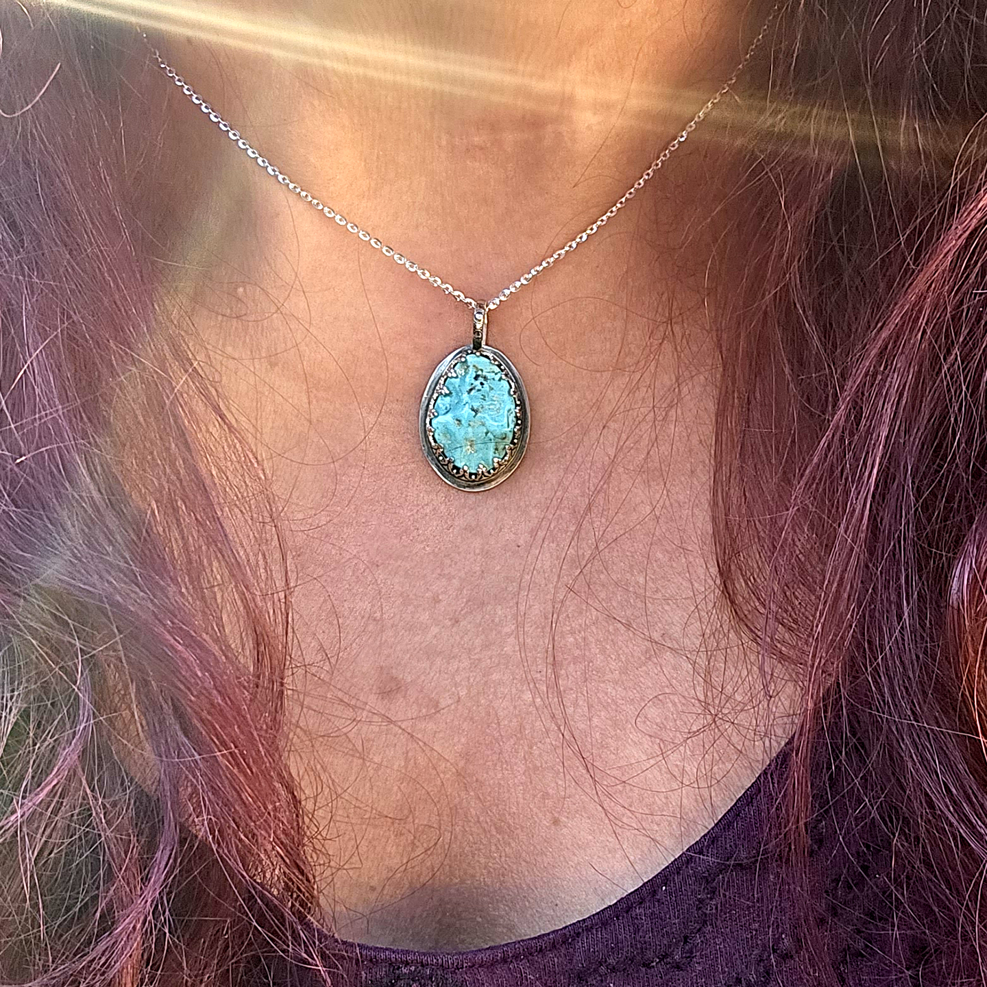 Kingman Turquoise Nugget Pendant American Turquoise