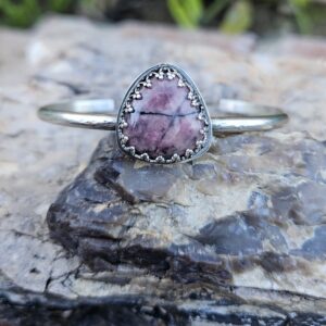 The Sovereign Heart Cuff || Handmade Sterling Silver Jewelry || Rhodonite Stacking Cuff