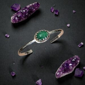 The Emerald Harmony Cuff || Handmade Sterling Silver Jewelry || Mtorolite Cuff Bracelet