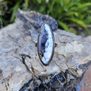 Winter Solstice Dendritic Opal Ring: The Quiet Beauty of Frost // Electroformed Copper Ring