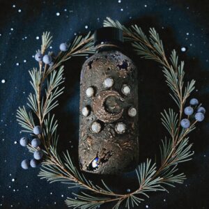 Glass and Copper Apothecary Bottle with Moonstone