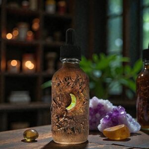 Copper Electroformed Apothecary Bottle with Opal Crescent Moon