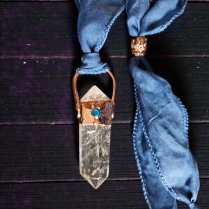The Cerulean Seer: Electroformed Quartz & Abalone Talisman // Electroformed Copper Necklace