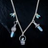 Sterling Silver and copper Charm Necklace featuring a cauldron with Aqua Aura quartz