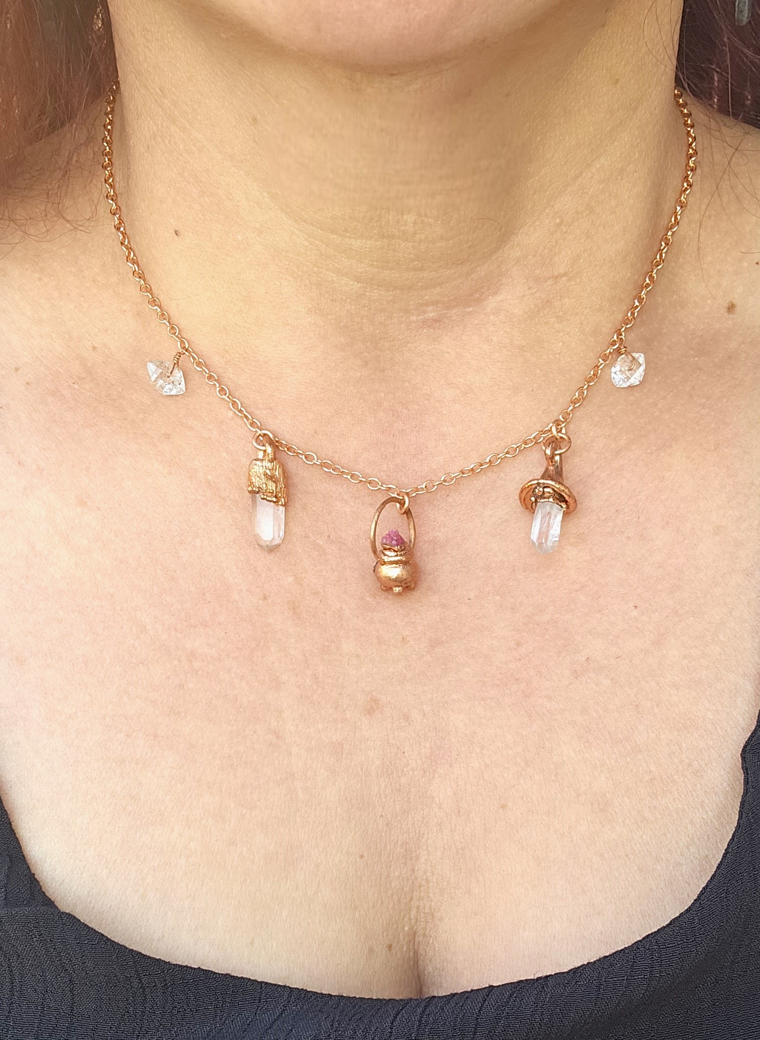 Hearth Fire Talisman Charm necklace on model